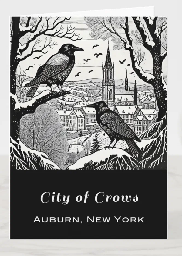 Blank inside notecard with City of Crows Graphic