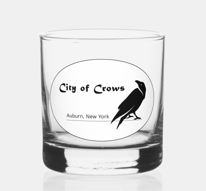 City of Crows logo whiskey glass